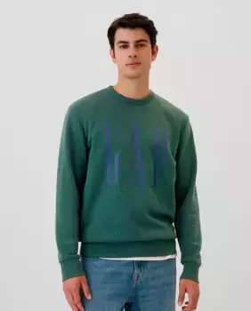 Мужская толстовка без капюшона с логотипом Gap спереди, зеленый