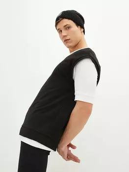 Мужская толстовка без рукавов оверсайз с V-образным вырезом LCW Casual