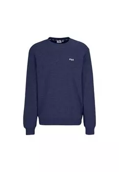 Мужская толстовка - BRUSTEM Crew Sweat, круглый вырез, длинный рукав, логотип FILA, синий