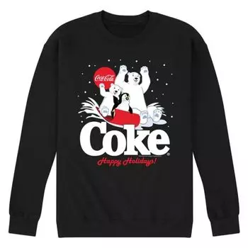 Мужская толстовка Coca-Cola с принтом "Счастливых праздников" и санками Licensed Character, черный
