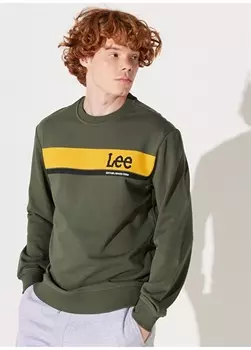 Мужская толстовка цвета хаки с круглым вырезом Lee