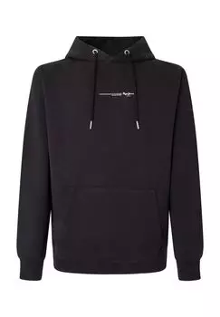 Мужская толстовка - DAVID HOODIE, пуловер, хлопок, капюшон, логотип, однотонный цвет Pepe Jeans, черный