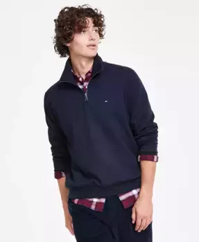 Мужская толстовка Essential Intechno Knit Regular-Fit с молнией 1/4 Tommy Hilfiger, синий