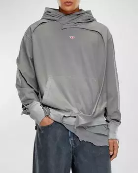 Мужская толстовка из джерси с растрепанной петлей на спине Diesel, цвет Frost Gray