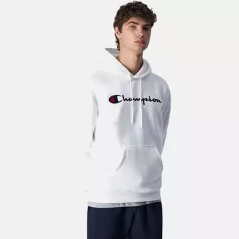 Мужская толстовка из флиса с вышитым скриптом и большим логотипом Champion, белый