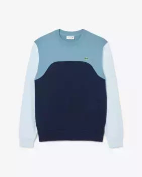 Мужская толстовка из хлопкового флиса с цветными блоками Lacoste, тёмно-синий