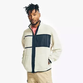 Мужская толстовка из искусственной овчины Nautica с молнией во всю длину, изготовленная из экологически чистых материалов, цвет Nautica Stone