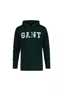 Мужская толстовка - LOGO SWEAT HOODIE, толстовка с капюшоном, микс хлопка, логотип GANT, зеленый