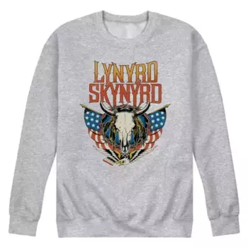 Мужская толстовка Lynyrd Skynyrd с принтом черепа и рогов Licensed Character, серый