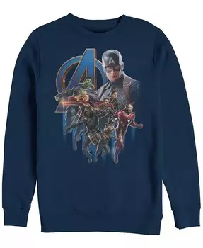 Мужская толстовка Marvel Avengers Endgame Classic Logo Captain America Group, флис с круглым вырезом Fifth Sun, синий