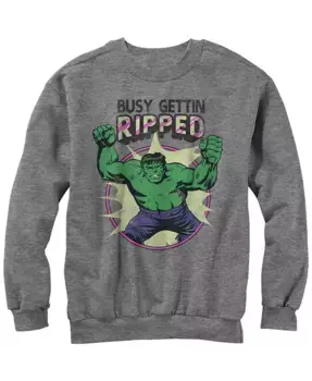 Мужская толстовка Marvel Classic Comics "Hulk Busy Gettin Ripped" с круглым вырезом, флисовая Fifth Sun, серый