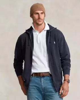 Мужская толстовка на молнии и капюшоне больших размеров Polo Ralph Lauren, черный