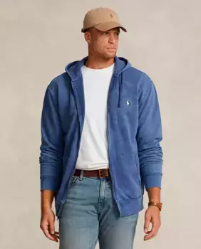 Мужская толстовка на молнии и капюшоне больших размеров Polo Ralph Lauren, синий