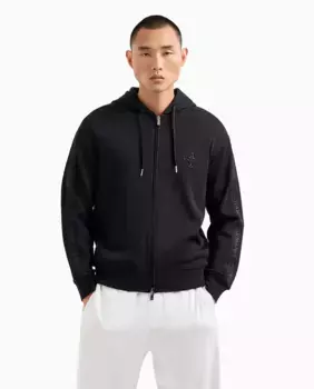 Мужская толстовка на молнии и логотипной ленте Armani Exchange, черный