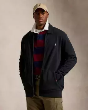 Мужская толстовка на молнии и воротнике Perkins больших размеров Polo Ralph Lauren, черный