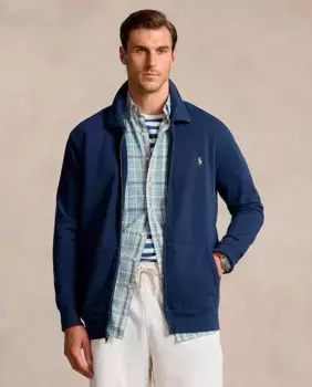 Мужская толстовка на молнии и воротнике Perkins больших размеров Polo Ralph Lauren, темно-синий