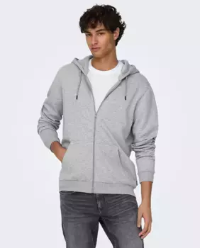 Мужская толстовка на молнии Only & Sons, светло-серый