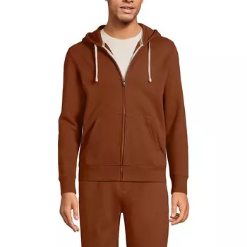Мужская толстовка на молнии с длинными рукавами Lands' End Serious Sweats, цвет Dark Auburn Brown