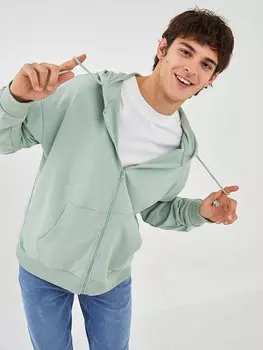 Мужская толстовка на молнии с капюшоном и длинными рукавами XSIDE, пастельный зеленый