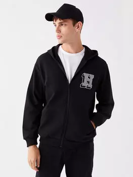 Мужская толстовка на молнии с капюшоном и длинными рукавами LCW Casual, новый черный
