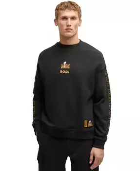 Мужская толстовка NFL с золотистой вышивкой Hugo Boss, черный