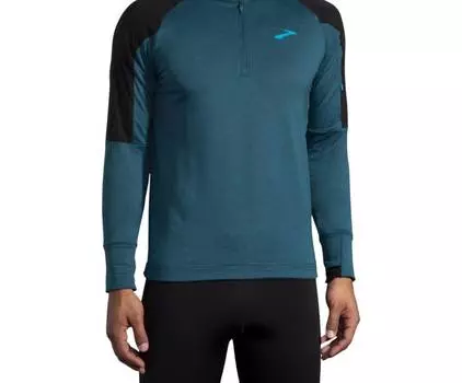 Мужская толстовка Notch Thermal Hoodie в цвете Heather Alpine/черный BROOKS
