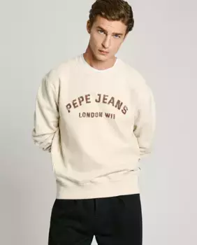 Мужская толстовка, окрашенная в готовом виде, с принтом логотипа Pepe Jeans, белый
