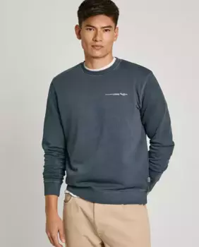 Мужская толстовка, окрашенная в готовом виде, с принтом логотипа Pepe Jeans, темно-синий