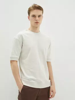 Мужская толстовка Oversize с круглым вырезом и короткими рукавами LCW Casual, светло-бежевый