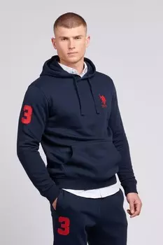Мужская толстовка player 3 с капюшоном классического кроя U.S. Polo Assn, синий