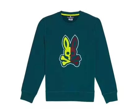 Мужская толстовка Psycho Bunny Cooper Split Bunny Logo Spruce B6S840U1FT-PCR, зеленый