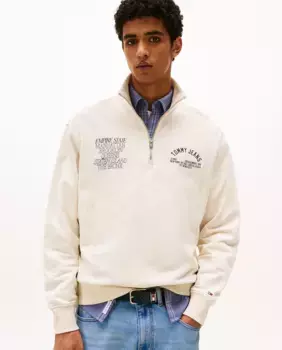 Мужская толстовка расслабленного кроя с полумолнией Tommy Jeans, кремовый