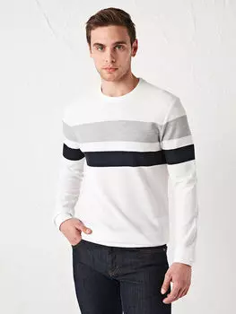 Мужская толстовка с цветными блоками и круглым вырезом с длинным рукавом LCWAIKIKI Classic