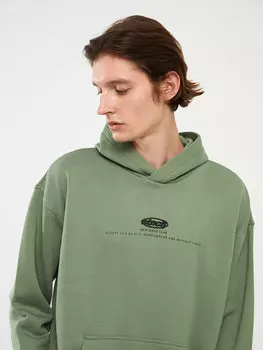 Мужская толстовка с длинным рукавом и принтом LCW Casual, бледно-зеленый