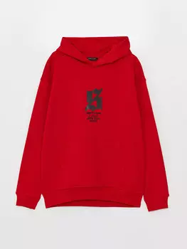 Мужская толстовка с длинным рукавом и принтом LCW Casual, красный