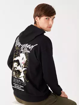 Мужская толстовка с длинным рукавом и принтом LCW Casual, новый черный