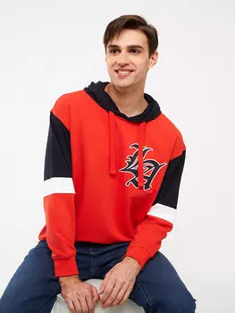 Мужская толстовка с длинным рукавом и принтом LCW Casual, яркий красный