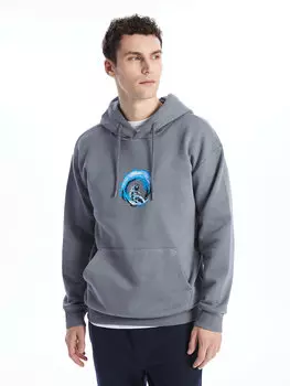 Мужская толстовка с длинным рукавом и принтом LCW Casual, темно-серый