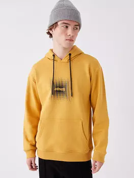 Мужская толстовка с длинным рукавом и принтом LCW Casual, темно-желтый