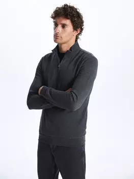 Мужская толстовка с длинным рукавом и воротником-стойкой LCWAIKIKI Classic, антрацит меланж