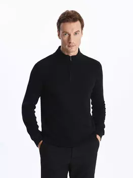 Мужская толстовка с длинным рукавом и воротником-стойкой LCWAIKIKI Classic, новый черный