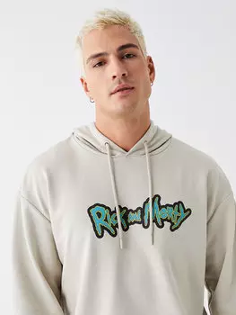 Мужская толстовка с длинным рукавом с принтом «Рик и Морти» LCW Casual, светло-серый