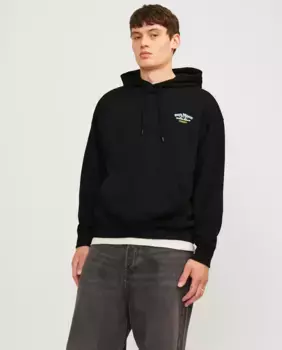Мужская толстовка с длинными рукавами и логотипом сбоку Jack & Jones, черный