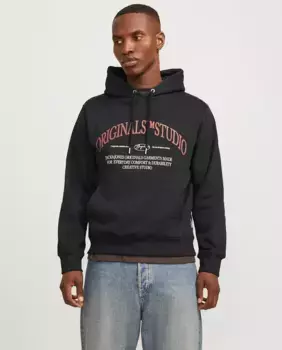 Мужская толстовка с длинными рукавами и логотипом сзади Jack & Jones, чёрный