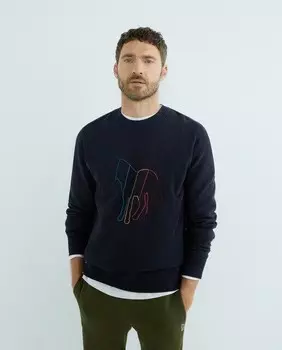 Мужская толстовка с длинными рукавами и рисунком зебры на груди Paul Smith, темно-синий