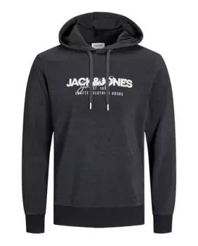 Мужская толстовка с длинными рукавами и вышивкой спереди Jack & Jones, черный