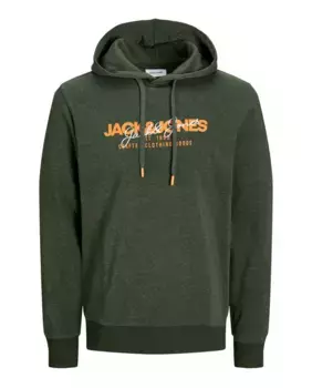 Мужская толстовка с длинными рукавами и вышивкой спереди Jack & Jones, зеленый