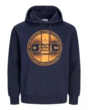 Мужская толстовка с длинными рукавами и вышивкой спереди Jack & Jones, темно-синий