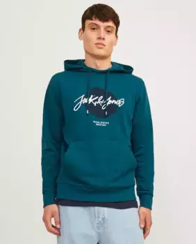 Мужская толстовка с длинными рукавами и вышивкой спереди Jack & Jones, зеленый