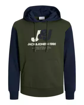 Мужская толстовка с длинными рукавами и вышивкой спереди Jack & Jones, зеленый